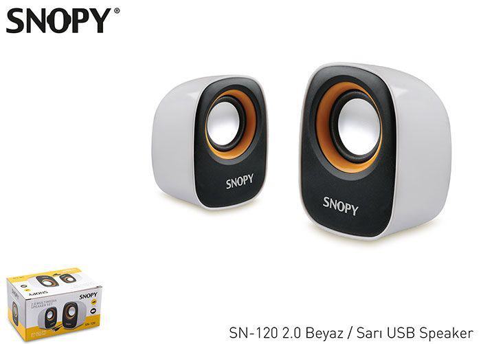 SN-120-BEYAZ SARI SNOPY 6W 1+1 USB HOPARLOR